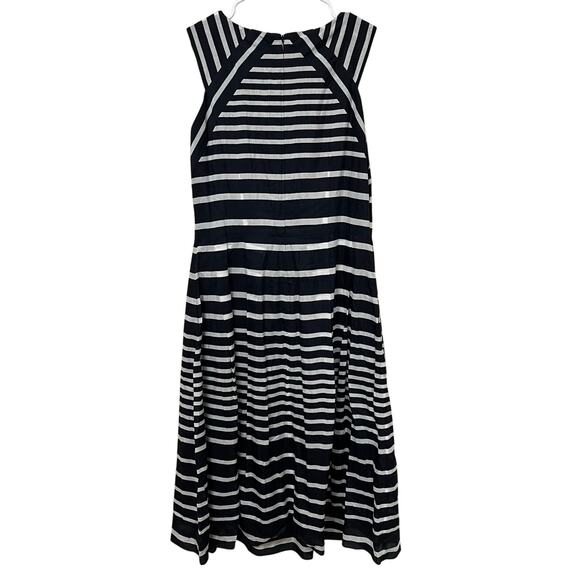 Talbots Women’s Midi Dress Sz 6 Black/White Striped Gauzy Lined Lightweight - Picture 2 of 4